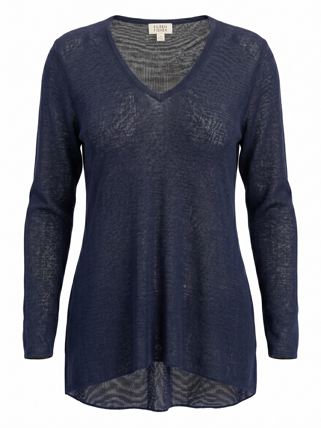 Eileen Fisher Navy Blue V-Neck Sweater - Fine Knit Italian Yarn - Size Medium